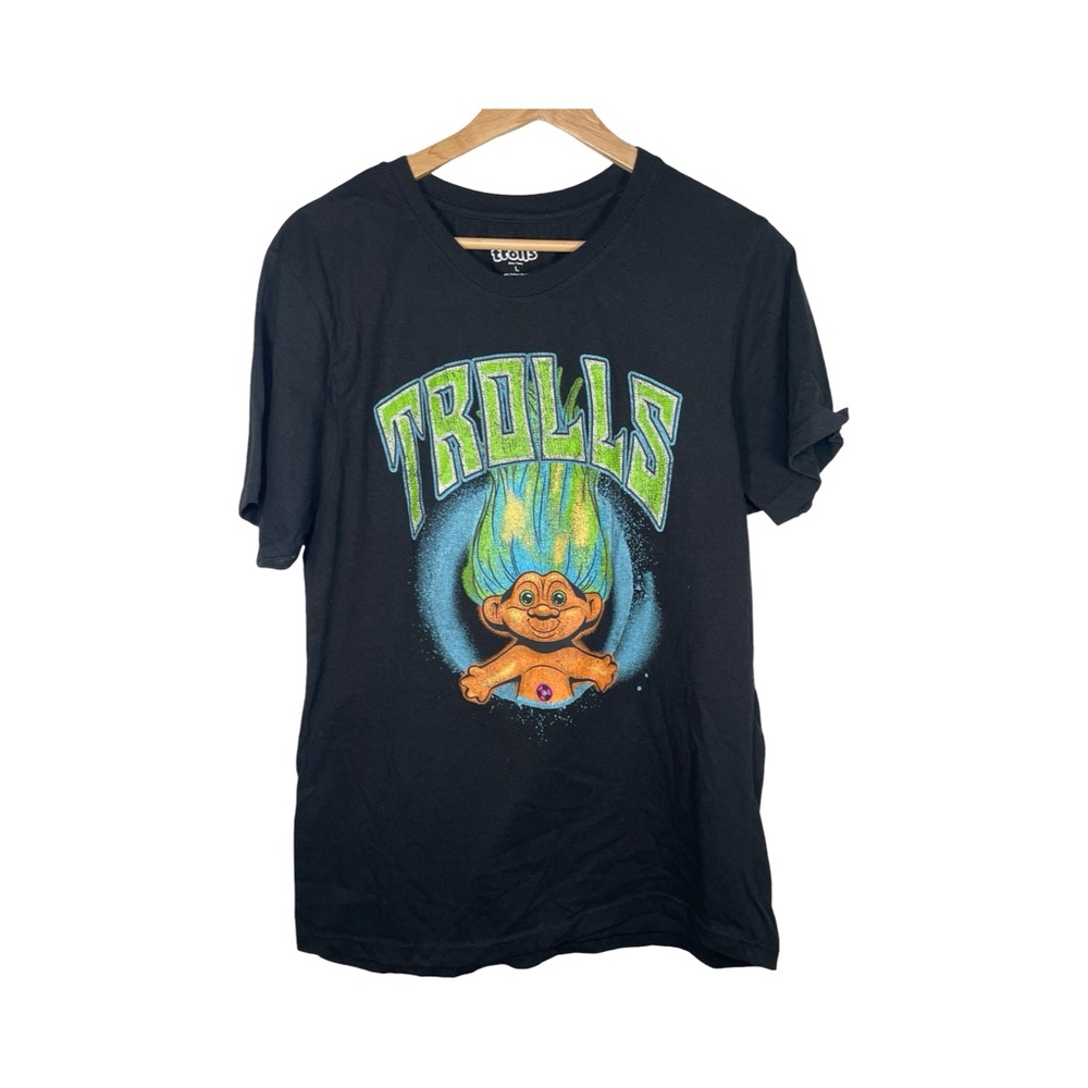 Black Trolls Graphic T-Shirt large unisex